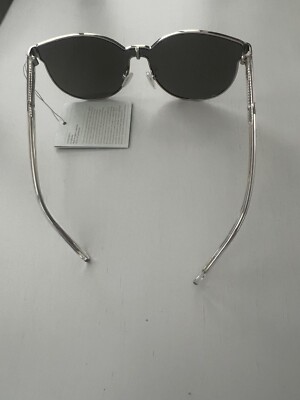 KAREN WALKER Designer Silver Mirrored Oversized Sunglasses  display picture 1
