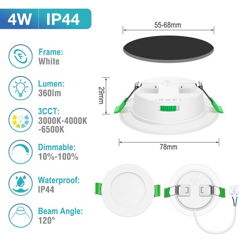 6PACK IP65 LED Recessed Ceiling Light 3CCT Dimmable Ultra Slim 5W/7W Spot Light - Picture 17 of 30