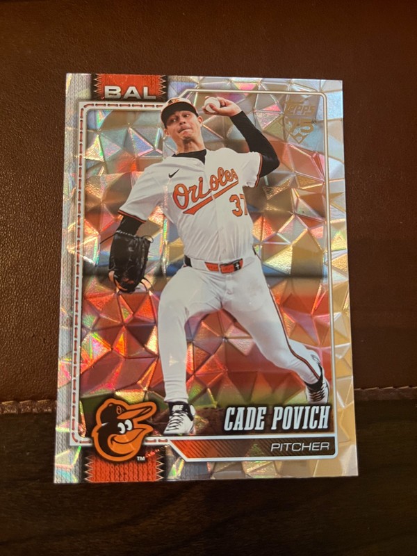 2025 Topps Silver Foil Pattern Cade Povich RC Rookie #555 Baltimore Orioles