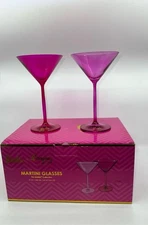 Barbie X Dragon Glassware 2 Martini Pink & Magenta Crystal Stemmed