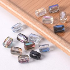 80pcs 8x6mm Cylinder Shape Colorful Plated Faceted Crystal Glass Loose Beads Lot
