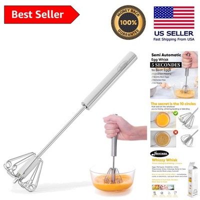 Whizzy Whisk - 12-Inch Stainless Steel Semi-Automatic Egg Beater & Blender