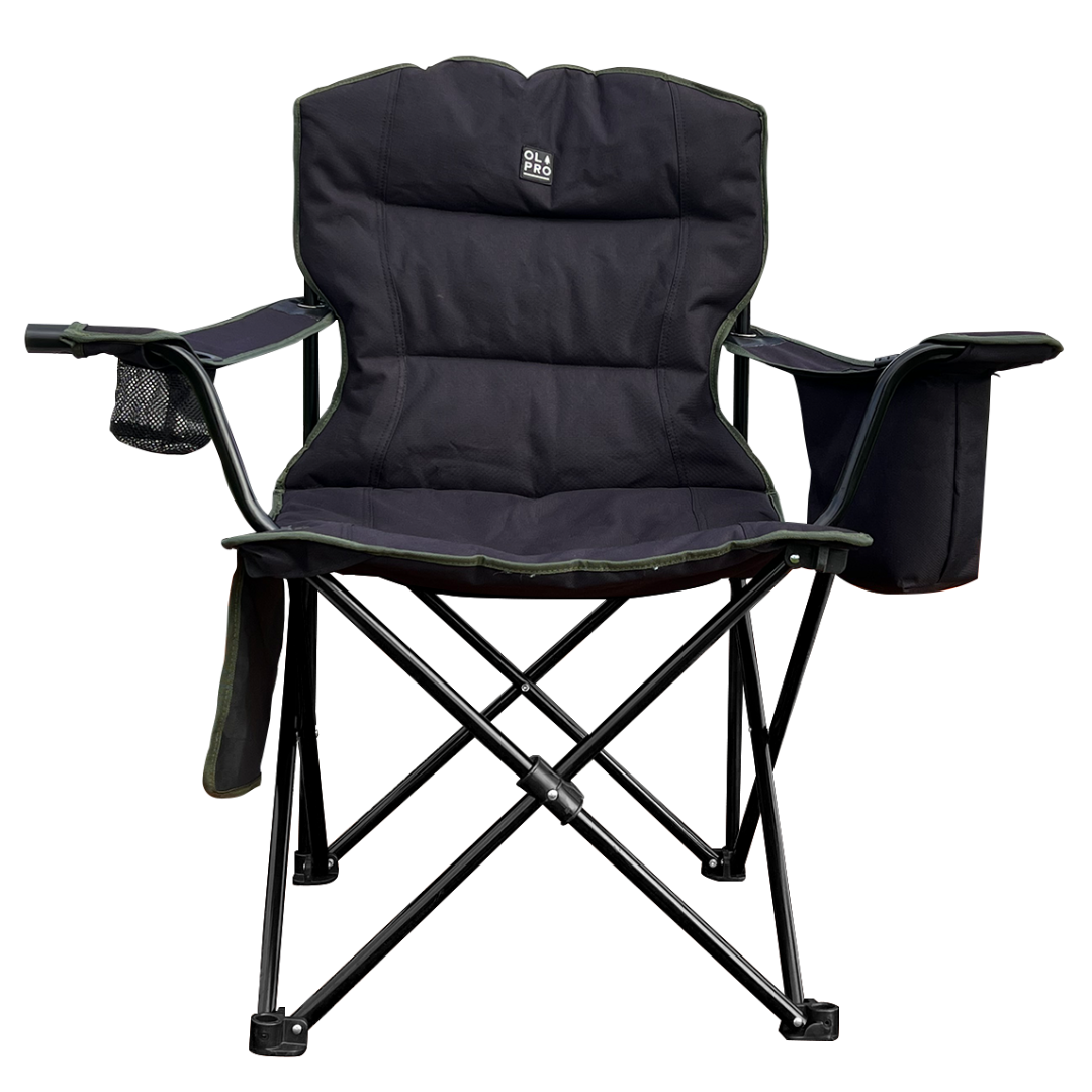 Olpro Black & Green Henwick Padded Folding Camp Camping Chair - Image 2