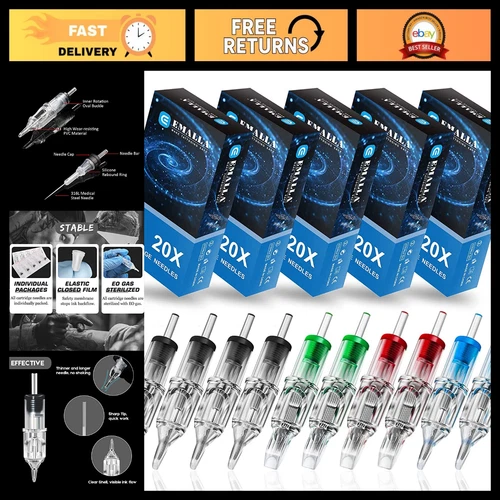 Tattoo Cartridge Needles 100Pcs Mixed Round Liner Shader Magnum - High Quality - product listing photo