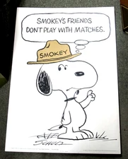 ORIGINAL  VINTAGE SMOKEY THE BEAR POSTER  SNOOPY   SCHULZ   1971   18 1/2”x 13”