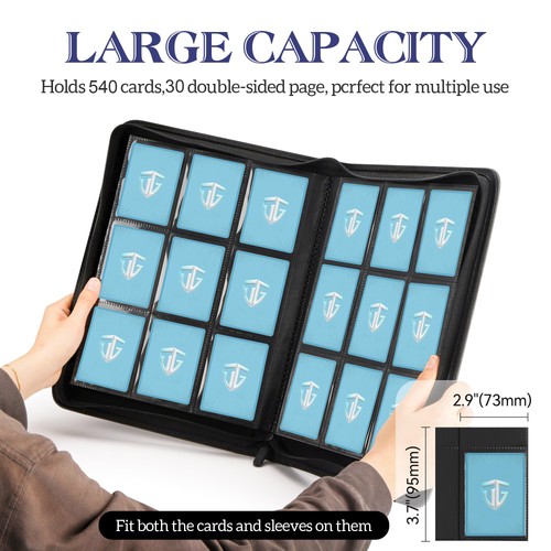 Trading Card Binder 540 Cards Soft PU Waterproof Zipper Album - TCG Card Holder - Picture 5 of 5