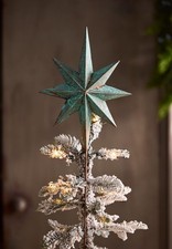 Anthropologie Verdigris Iron Star Christmas Tree Topper Stand Light Green New