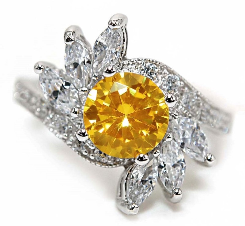 3CT Heat Treated Yellow Topaz 925 Solid Sterling Silver Ring Sz 6 