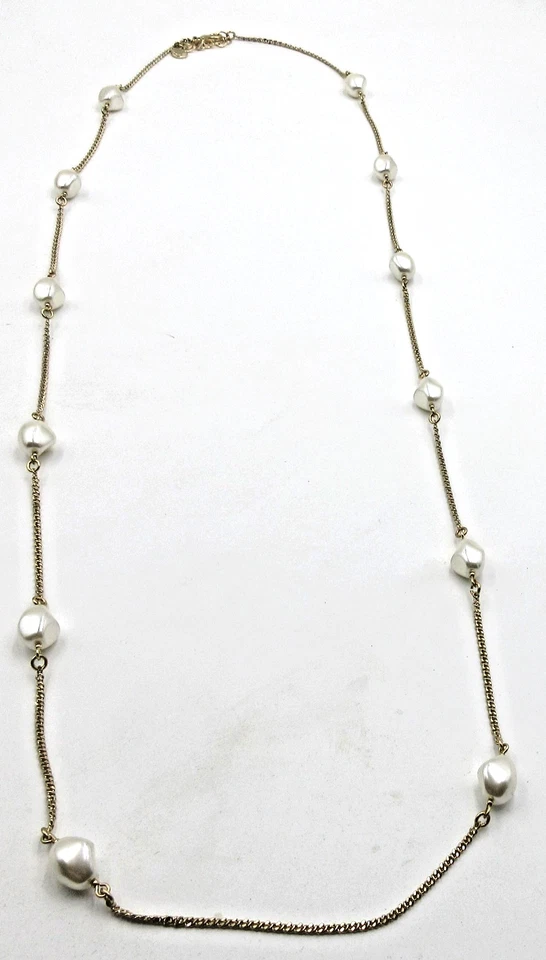 44英寸CHARTER CLUB非常长罐双白色珍珠金色粗项链 — 第 2/4 张图片