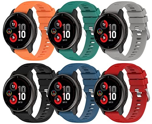 6 Pack Silicone Strap Compatible with Garmin Forerunner 255 22mm Sport