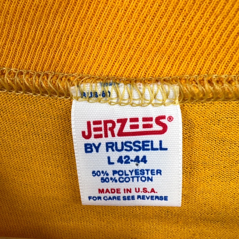 Jerzees Vintage Yellow I Survived The Tram Graphic Tee Shirt Made USA Mens Large - Image 4 of 4