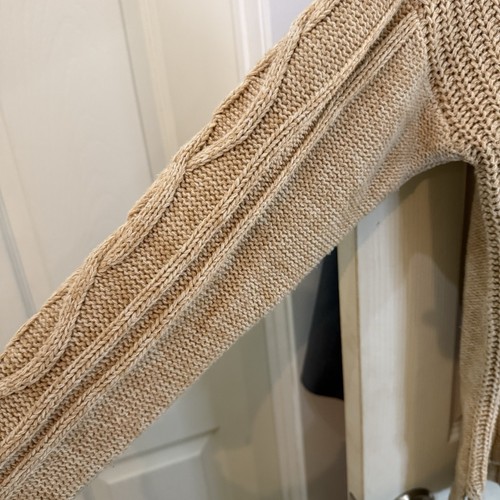 Old Navy Cable Knit 100% Cotton Fisherman Sweater Sz XL Natural Beige Pullover - Picture 5 of 14