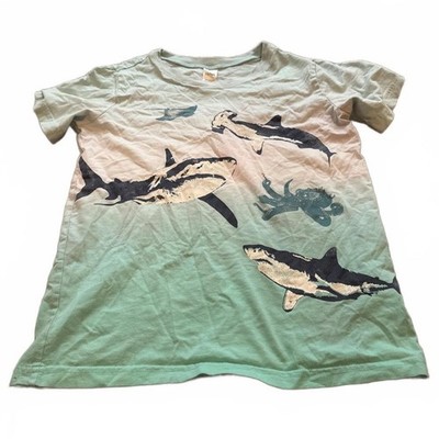 OshKosh B'gosh Kids T-Shirt 10/10A Green Shark Print Casual