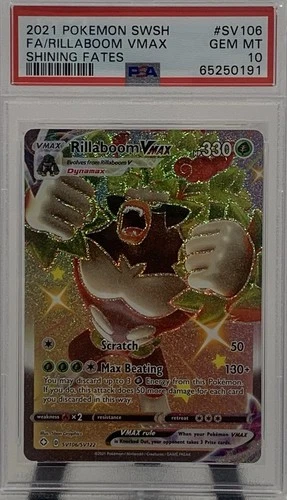 PSA 10 Pokémon 2021 Sword & Shield Shining Fates Rillaboom VMax SV106