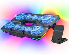 Laptop Cooling Pad, Gaming Cooler with 10 Quiet Fans, Multicolor 