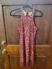 Express Burgundy Lace Midi Dres XS