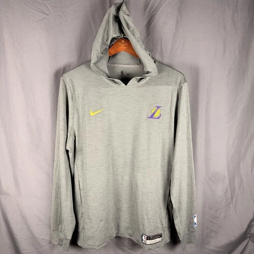 Los Angeles Lakers Nike NBA Authentics Long Sleeve Hooded Shirt Mens Large Gray - product listing photo