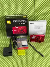 Nikon Coolpix S3500 Red Digital Camera 20MP 7x Zoom w Box Battery Charger Tested