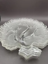 Clear Glass Tree of Life Frosted Snack Plates