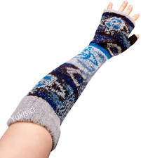 Vivienne Westwood Japan Fingerless Wool Gloves Arm Warmers Orb Striped 15.6" NWT