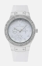 Timothy Stone Facon Sport Silver-Tone and White Watch-New with tags attached