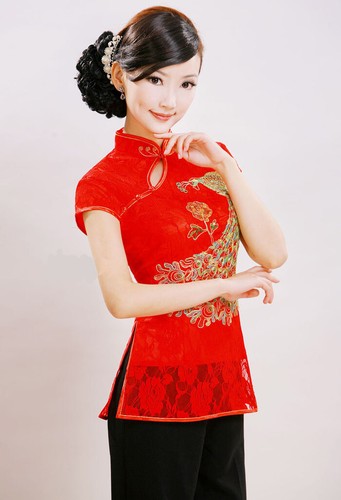 Mujeres Estilo Chino para el torso Encaje Camiseta Blusa Cheongsam Qipao | eBay