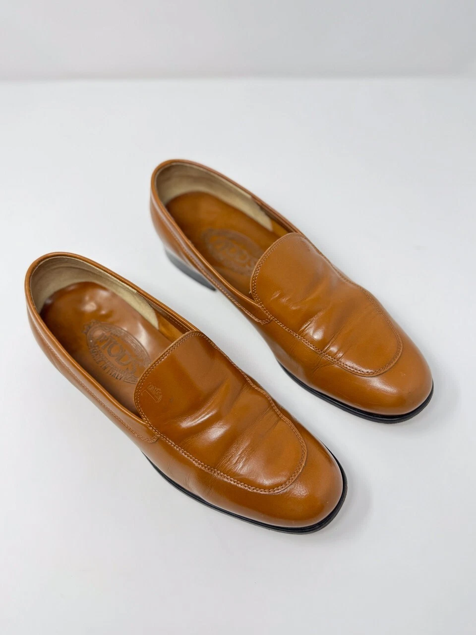 TOD’S Tods scarpe donna mocassino penny pelle marrone slip on classico formale US 8 5