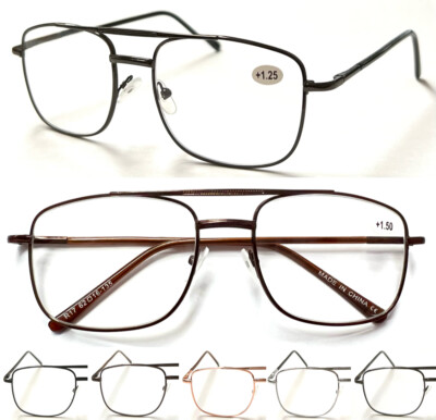 L17 Klassische große Doppelbrücke Metall Lesebrille/Federscharniere & leicht ablesbar