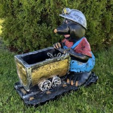 Deko MAULWURF 45 cm mit LORE Garten Tier Figur BLUMEN TOPF ZECHE Bergbau KOHLE