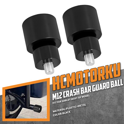 2x Black Engine & Saddlebags Crash Bar Guard Ball For Harley Road King Glide 14+