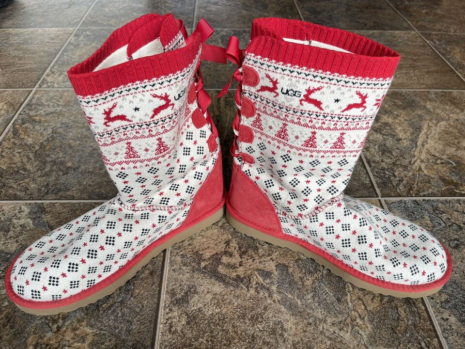 Ugg X Zappos 20th Anniversary Holiday Sweater Boots- Women’s Size 8 | eBay