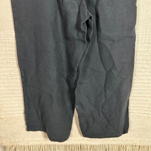 FLAX black 100% linen wide leg crop pants S - Picture 6 of 7