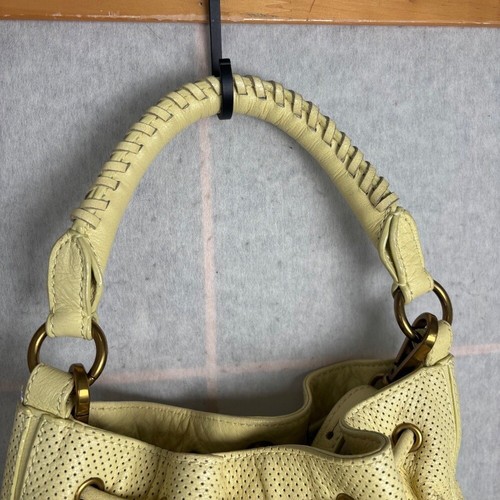Elliot Luca Yellow Leather Bucket Bag Y2K Crossbody - Picture 6 of 12