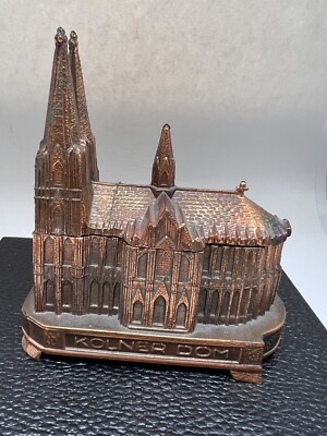 VTG Copper Kolner Dom Cathedral German Trinket Jewelry Box Casket Building 