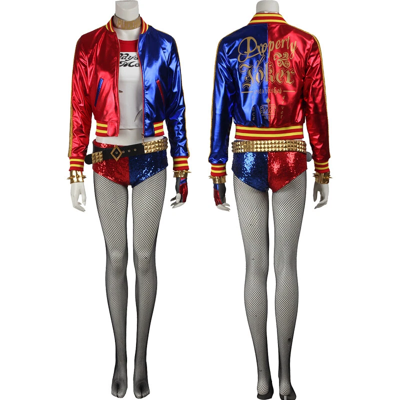 Disfraz de Escuadrón Suicida Joker Harley Quinn Disfraz Sexy Conjunto Con Accesorios Foto 2 de 4