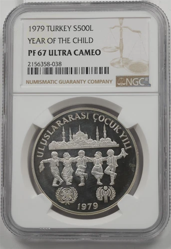 Turkey 1979 500 Lira Proof NGC PF67 ULTRA CAMEO Year Of The Child NG2046 combine