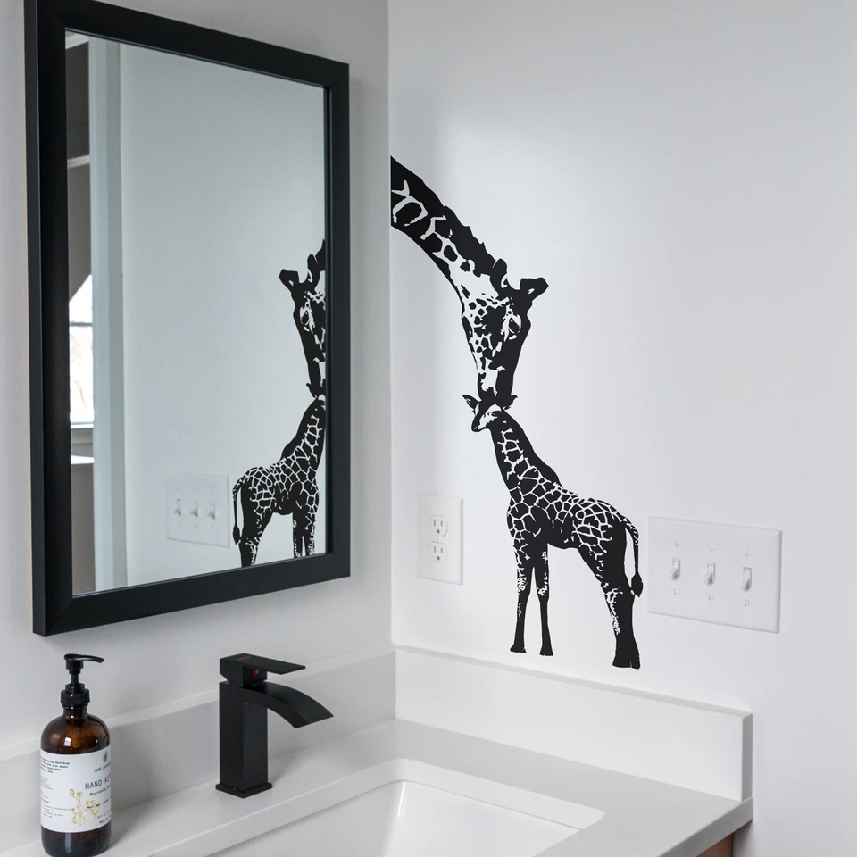 Calcomanía de pared para bebé jirafa madre jirafa pegatina. Africa Safari (negro) #384 Foto 3 de 4