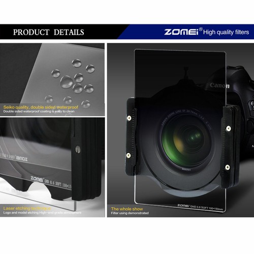 ZOMEI 4x6in Glass Square Soft edge Graduated ND2 ND4 ND8 Filter for Cokin Z-Pro - Picture 4 of 10
