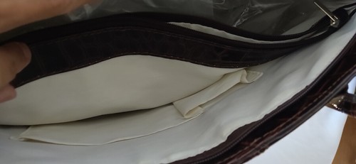 Designer Leder Handtasche Kroko-Prägung groß in braun Made in Italy NEU - Bild 19 von 20