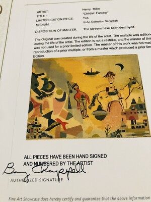 henry miller signed And Numbered Art “Childish Fantasy” | eBay