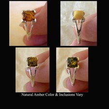 BALTIC HONEY BUTTERSCOTCH or GREEN AMBER  STERLING SILVER HANDMADE RING