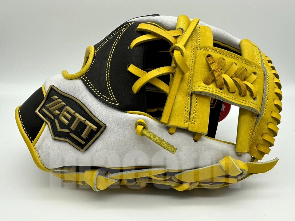 Japan ZETT Special Pro Order 11.5" Infield Baseball Glove Black Yellow H-Web RHT