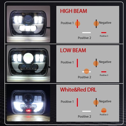 Pair 5x7 7x6" inch LED Headlight Hi-Lo Beam DRL For Nisan Pickup Hardbody D21 NX - Bild 7 von 10