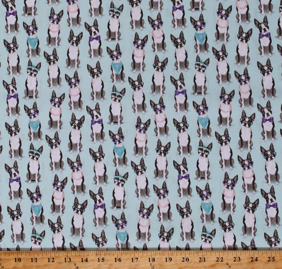FIELDS FABRICS Cotton French Bulldogs Wearing Clothing Cotton Fabric Print by the Yard D751.22