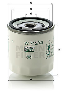 MANN FILTER W 712/43 OIL FILTER FOR AUSTIN FORD FORD ASIA & OCEANIA FORD AUSTRALIA