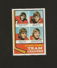 1974-75 TOPPS ATLANTA FLAMES TEAM LEADERS #14 EX+ HIGHER GRADE