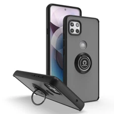 For Motorola Moto One 5G Ace 2021 Ring Case Magnetic Stand Tempered Glass Red