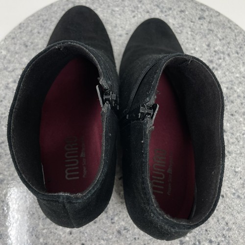Munro Wedge Boots Womens 7.5 Black Booties Suede Monk Strap Water Resistant - Picture 3 of 12