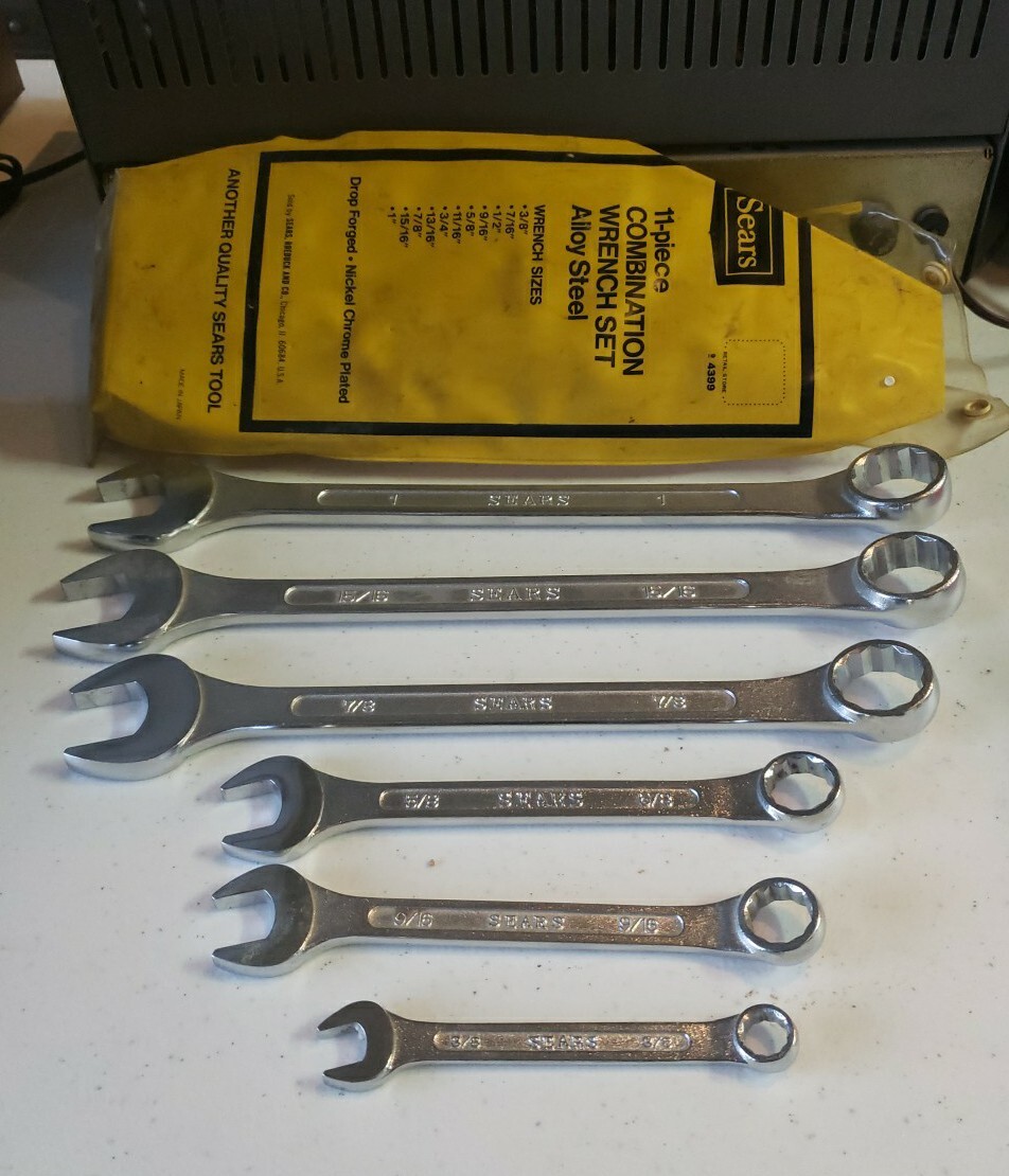 1964/5 シアーズ476.74070 Vintage Sears 6 Piece SAE Open End Wrench Set Japan 1* 15/16