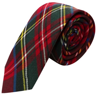 King & Priory Traditionelle Rote Tartanmuster Krawatte, Herren Schotten-Style